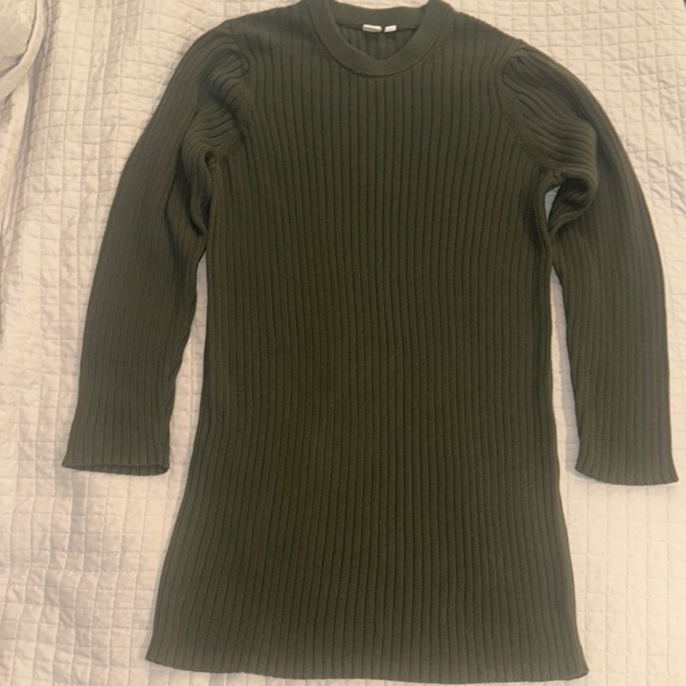Gap XL Olive Green Ribbed Sweater Dress